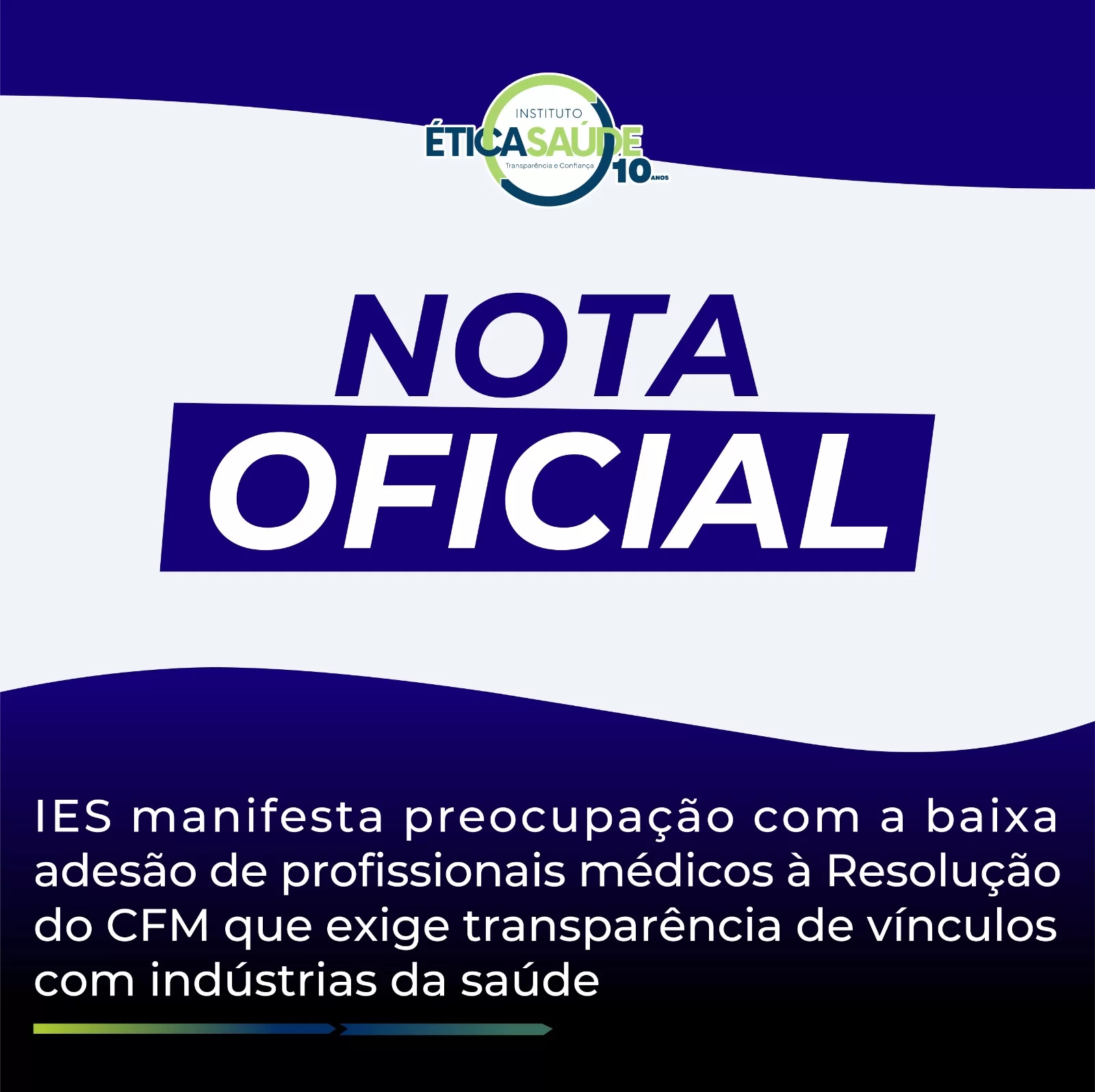 IES manifesta preocupação com a baixa adesão de profissionais médicos à Resolução do CFM que exige transparência de vínculos com indústrias da saúde